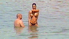 Huge natural Breasts on Beach by Erfurt