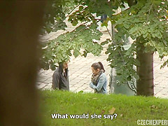 In this scene we see a couple in the forest