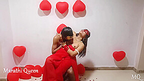 Indian Couple Valentine Day Hot Sex Video Bhabhi In Red Desi Sari Fucked Hard