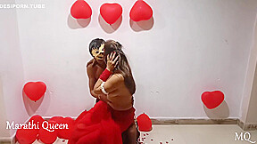 Indian Couple Valentine Day Hot Sex Video Bhabhi In Red Desi Sari Fucked Hard