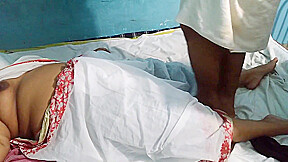 Indian Hot Aunty Was Resting On Bed Wearing Saree Without Blouse, Neighbor Boy Came And Fucked Her