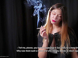 Irina Is Giving An Interview While Smoking