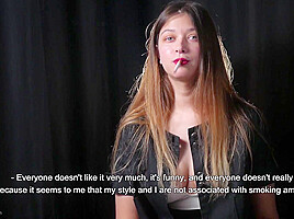 Irina Is Giving An Interview While Smoking