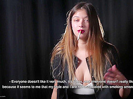 Irina Is Giving An Interview While Smoking