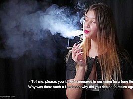 Irina Is Giving An Interview While Smoking