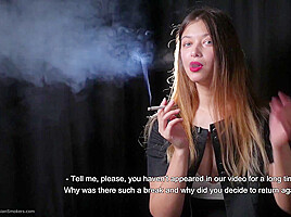 Irina Is Giving An Interview While Smoking