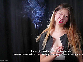 Irina Is Giving An Interview While Smoking