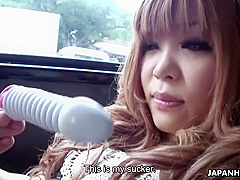 Japanese Brunette In Car Spread Legs And Masturbating With Dildo Uncensored - Sarina Tsubaki