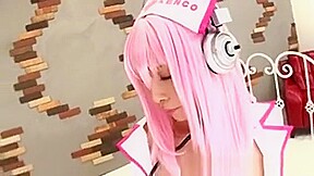 Japanese Cosplay Babe Sonico Gives Footjob