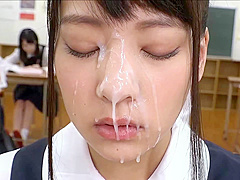 Japanese School teen 18+ Bukkake Facial In Class Room