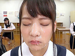 Japanese School teen 18+ Bukkake Facial In Class Room