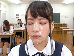 Japanese School teen 18+ Bukkake Facial In Class Room