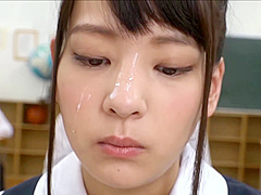 Japanese School teen 18+ Bukkake Facial In Class Room