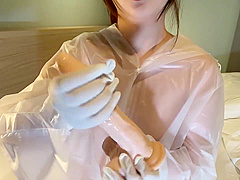 Japanese With Big Tits Wears Raincoat And Masturbates With Dildo/private Photography / Big Ass