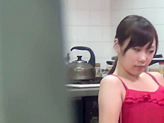 Japanese brunette orgasms