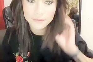 Kimberly furiously pumps creamy cum from her thick cock