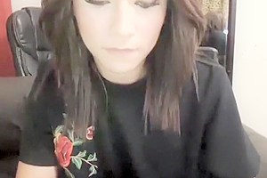 Kimberly furiously pumps creamy cum from her thick cock