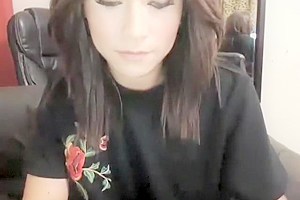 Kimberly furiously pumps creamy cum from her thick cock
