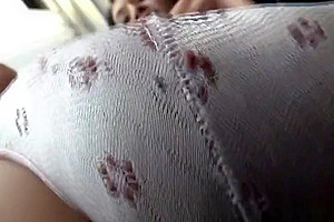 Ladyboy tugs stiff cock