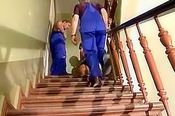 Large boobed lady and workmans