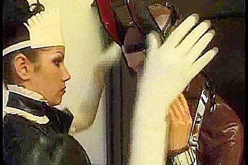 Latex loving lesbians video with sexy pony girl fetish