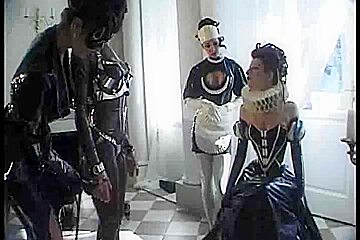 Latex loving lesbians video with sexy pony girl fetish