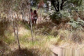 Lesbian Aussie hitchhiker licked outdoors