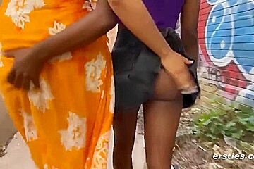 Lesbian Babes Do Naughty Stuff In Public