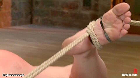 Lesbian In Hogtied And Butt Plugged