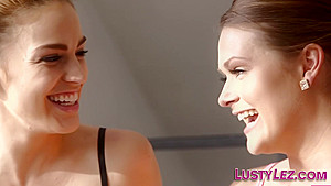 Lesbian with big tits eats out and strokes