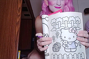Little Trans Sissy Girl Colors In Her Coloring Book