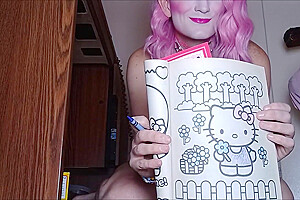 Little Trans Sissy Girl Colors In Her Coloring Book