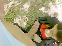 Marlyn Chenel - Beautiful Babe Gives Quick Blowjob In The Woods - Marlyn Chenel