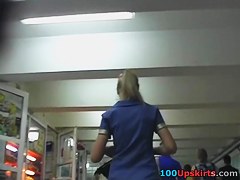Marvelous upskirt angel in blue costume