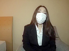Masked Asian teen 18+ Slobbers Cock While Giving Blowjobs