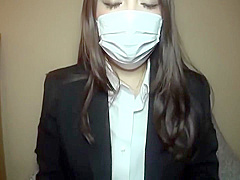 Masked Asian teen 18+ Slobbers Cock While Giving Blowjobs