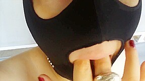 Masked cutie fucks and sucks