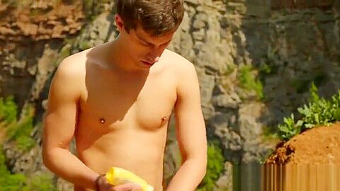 Massaged twink barebacks and gets cum