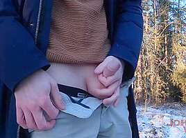 Massive Ejaculation In The Cold Air - No Worries About Winter!
