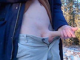 Massive Ejaculation In The Cold Air - No Worries About Winter!