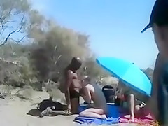 Masturbation party on the sunny beach
