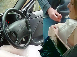 Mature blowjob in car