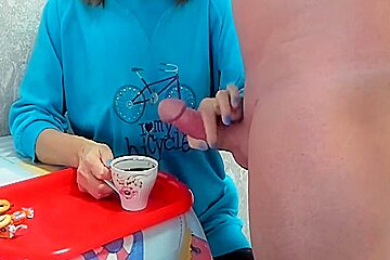 Milf Granny Drinks Coffee With Cum Taboo ,big Dick Huge Load 6 Min