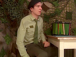 Military interview turns into hardcore bareback anal action