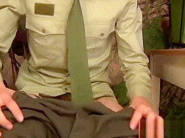 Military interview turns into hardcore bareback anal action