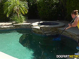 Mocha Menage In Makes Her Move On The Pool Man