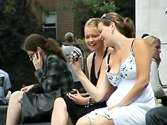 Moist downblouse on legal age teenager 18+! Great cleavage overflowing!