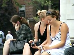 Moist downblouse on legal age teenager 18+! Great cleavage overflowing!