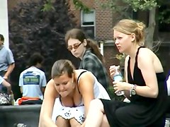 Moist downblouse on legal age teenager 18+! Great cleavage overflowing!