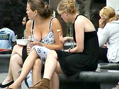Moist downblouse on legal age teenager 18+! Great cleavage overflowing!